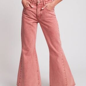 One Teaspoon Vintage Red Marines Mid Waist Flared Denim Jeans